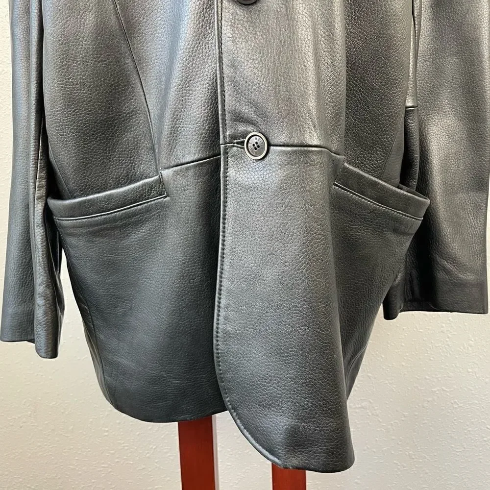 Nicole Miller New York Black Leather Jacket Size XL EUC